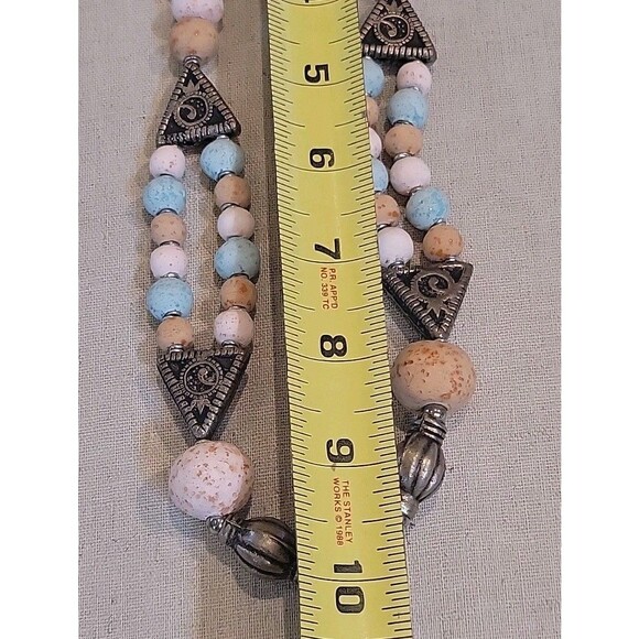 Ethnic Chunky Clay Beaded Boho Necklace Turquoise Pink Terracotta Clay 20 " - Picture 8 of 8